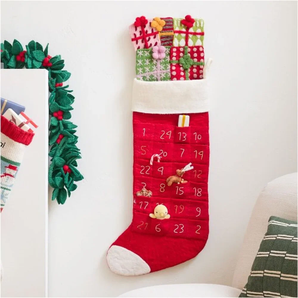 West Elm felt Advent stocking NWT